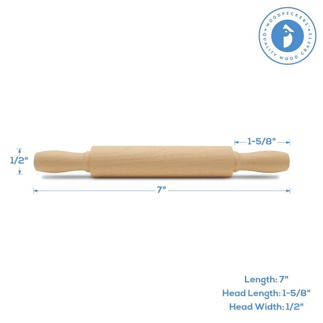 Wooden Rolling Pin: 7"